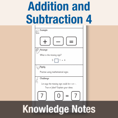 Y1 Maths 4 (Addition and Subtraction) Knowledge Notes KN