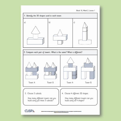 Image of Year 1 Maths 10 (Geometry) Additional Resources AR CUSP Resource