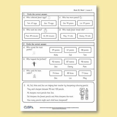 Image of Year 1 Maths 20 (Number and Place Value) Additional Resources AR CUSP Resource