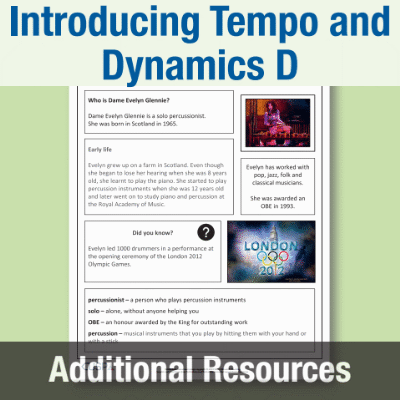 Y1 Music D (Introducing Tempo and Dynamics) Dame Evelyn Glennie
