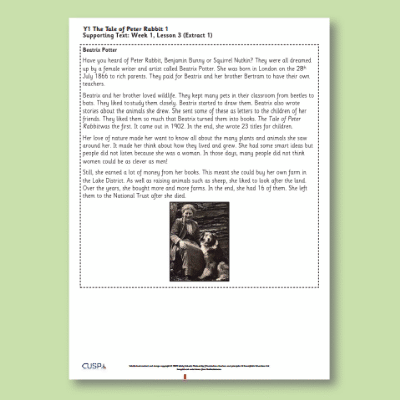 Y1 Reading (The Tale of Peter Rabbit 1) Supporting Texts ST