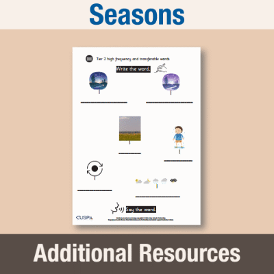 Image of Year 1 Science (Seasons) AR High Frequency Transferable Words CUSP Resource