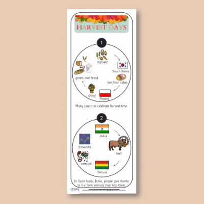 Image of Year 02 Communication (Harvest Days) Story Knowledge Notes CUSP ResourceAccess Autumn 277x102mm Printed in Black;    3 Leaf Set in pads of 16