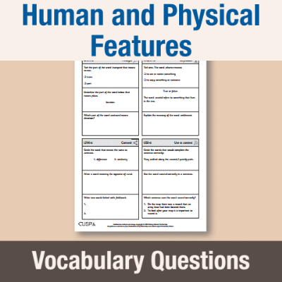 Image of Year 2 Geography (Human and Physical Features) Vocabulary Questions VQ CUSP Resource