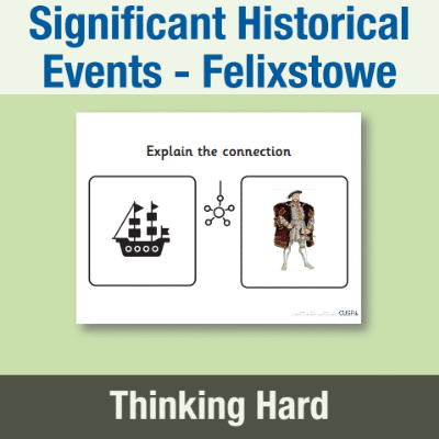 Image of Year 2 History (Significant Historical Events, People, Places: Felixstowe) Pre-Filled Thinking Hard  CUSP Resource