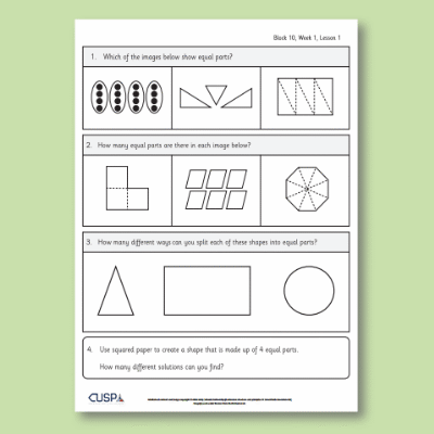 Image of Year 2 Maths 10 (Fractions) Additional Resources AR CUSP Resource