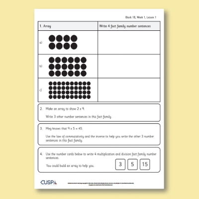 Image of Year 2 Maths 18 (Multiplication and Division) Additional Resources AR CUSP Resource