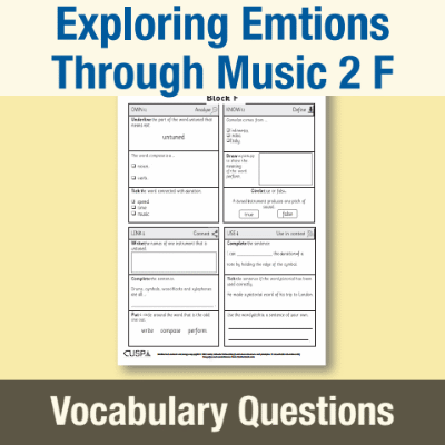 Image of Year 2 Music F (Exploring Emtions Through Music 2) Vocabulary Questions VQ CUSP Resource
