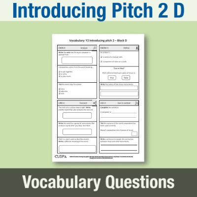 Y2 Music D (Introducing Pitch 2) Vocabulary Questions VQ