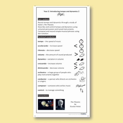 Y2 Music E (Introducing Tempo and Dynamics 2) Knowledge Notes KN