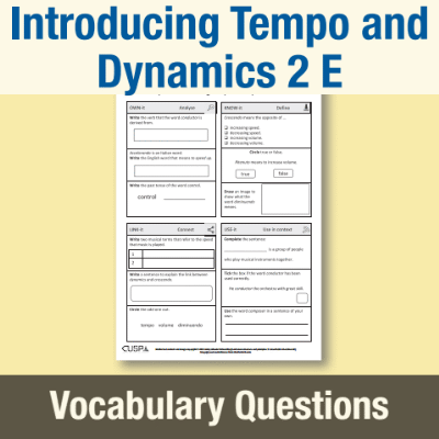Image of Year 2 Music E (Introducing Tempo and Dynamics 2) Vocabulary Questions VQ CUSP Resource
