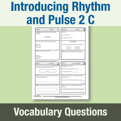 Y2 Music C (Introducing Rhythm and Pulse 2) Vocabulary Questions VQ