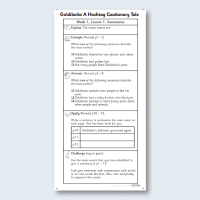 Y2 Reading (Goldilocks A Hashtag Cautionary Tale) Knowledge Notes KN