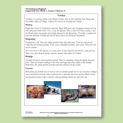 Y2 Reading (Coming to England) Supporting Texts ST