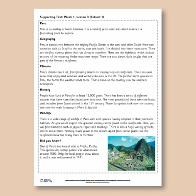 Y2 Reading (Paddington 1) Supporting Text ST