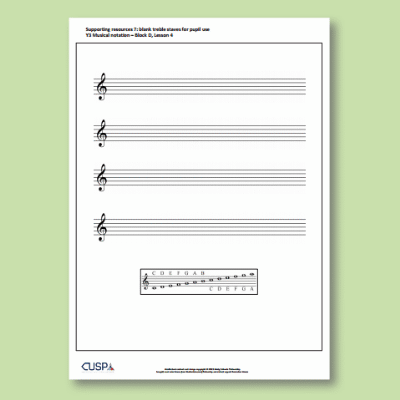 Image of Year 3 Music D (Musical Notation) Blank Treble Staves CUSP Resource