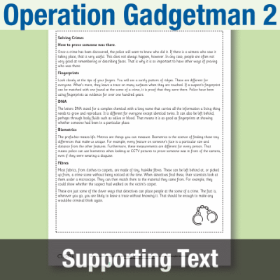 Y3 Reading (Operation Gadgetman 2) Supporting Texts ST
