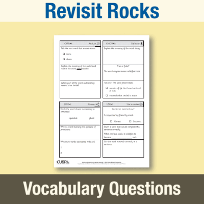 Y3 Science (Revisit Rocks) Vocabulary Questions VQ