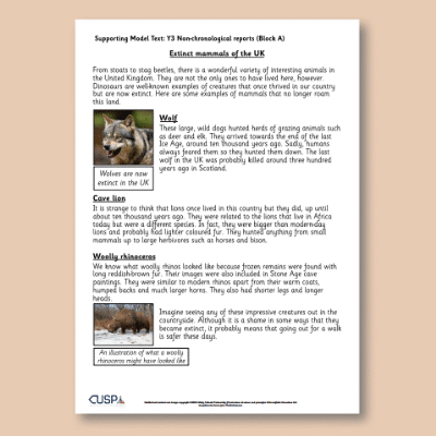 Y3 Writing A (Non-chronological Reports) Supporting Model Text SMT