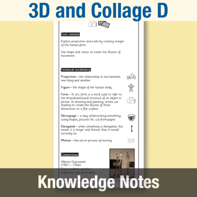 Image of Year 4 Art and Design D (3D and Collage) Knowledge Notes KN CUSP Resource