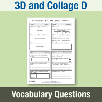 Lg_Y4 Art and Design D (3D and Collage) Vocabulary Questions VQ