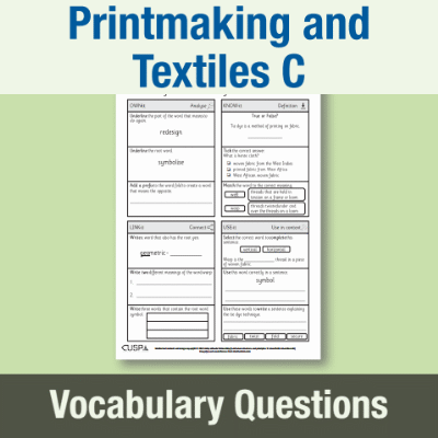 Image of Year 4 Art and Design C (Printmaking and Textiles) Vocabulary Questions VQ CUSP Resource