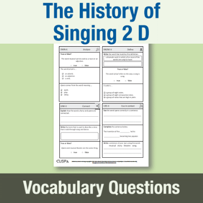 Y4 Music D (The History of Singing 2) Vocabulary Questions VQ