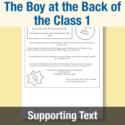 Y4 Reading (The Boy at the Back of the Class 1) Supporting Text ST