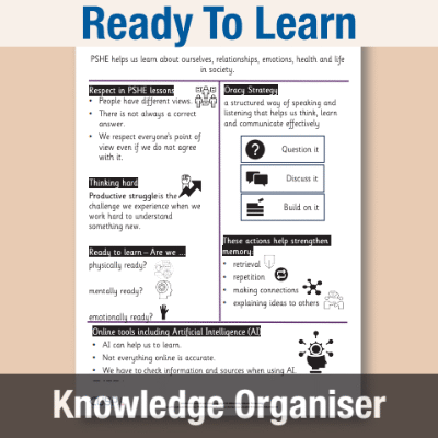 Image of Year 5,Y6 & 6 PSHE (Ready To Learn) Knowledge Oragniser KO CUSP Resource