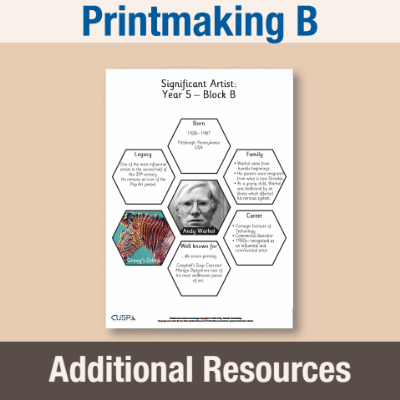 Image of Year 5 Art B (Printmaking) AR Significant Artists Hexagon Connections CUSP Resource