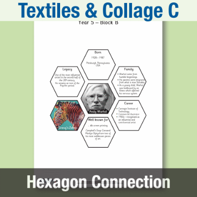 Image of Year 5 Art C (Textiles & Collage) AR Significant Artists Hexagon Connections CUSP Resource