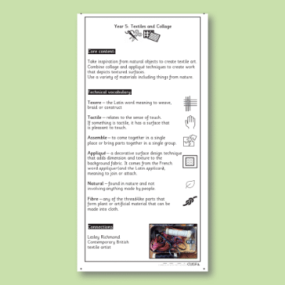 Y5 Art and Design C (Textiles and Collage) Knowledge Notes KN