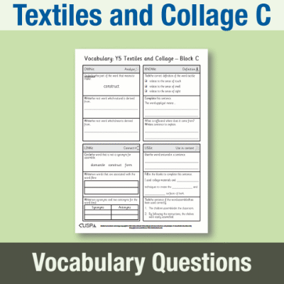 Image of Year 5 Art and Design C (Textiles and Collage) Vocabulary Questions VQ CUSP Resource