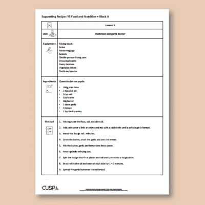 Image of Year 5 DT A (Food and Nutrition) AR2 Supporting Recipes CUSP Resource