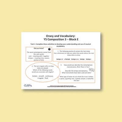 Y5 Music E (Composition 3) Oracy Tasks OT