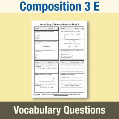 Image of Year 5 Music E (Composition 3) Vocabulary Questions VQ CUSP Resource