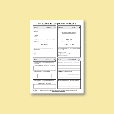 Y5 Music E (Composition 3) Vocabulary Questions VQ