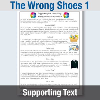 Y6 Reading (The Wrong Shoes 1) Supporting Text ST