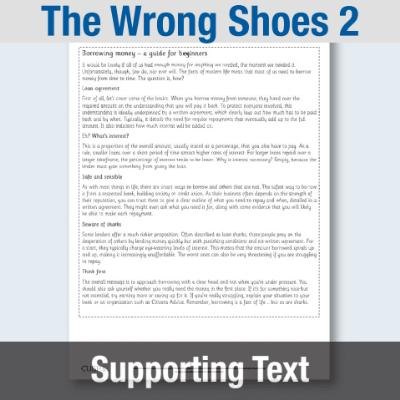 Y6 Reading (The Wrong Shoes 2) Supporting Text ST