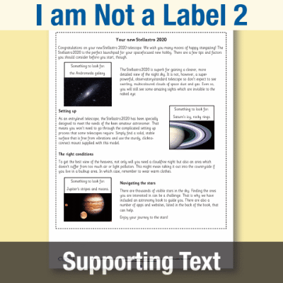 Y5 Reading (I am Not a Label 2) Supporting Text ST