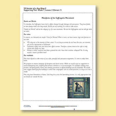 Y5 Reading (Secrets of a Sun King 2) Supporting Text ST
