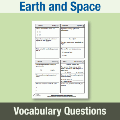 Y5 Science (Earth and Space) Vocabulary Questions VQ