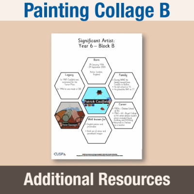 Image of Year 6 Art B (Painting Collage) AR Significant Artists Hexagon Connections CUSP Resource