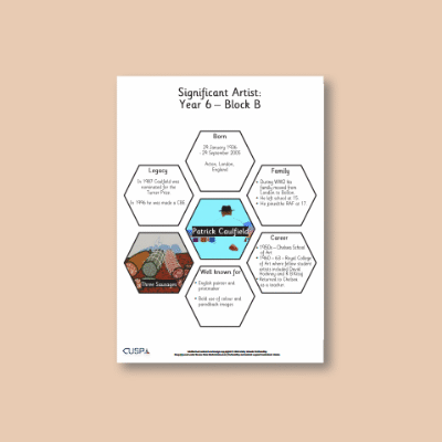 Image of Year 6 Art B (Painting Collage) AR Significant Artists Hexagon Connections CUSP Resource