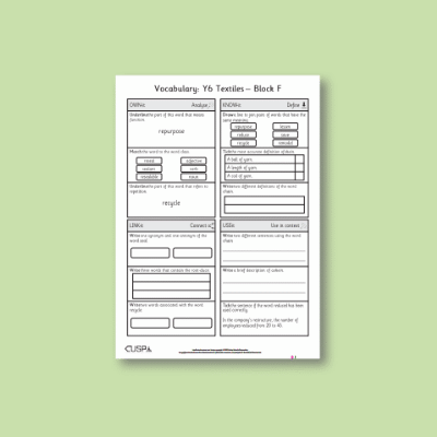 Lg_Y6 Design and Technology F (Textiles) Vocabulary Questions VQ