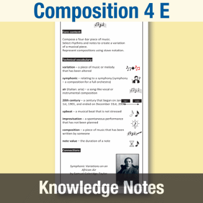 Image of Year 6 Music E (Composition 4) Knowledge Notes KN CUSP Resource