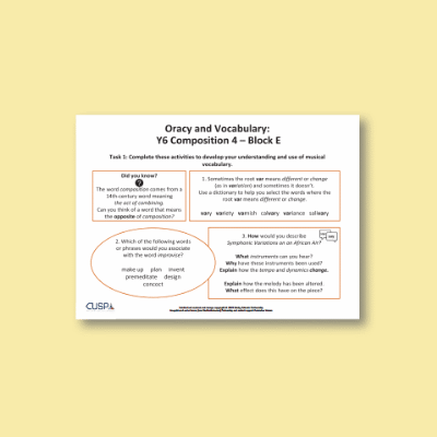 Y6 Music E (Composition 4) Oracy Tasks OT