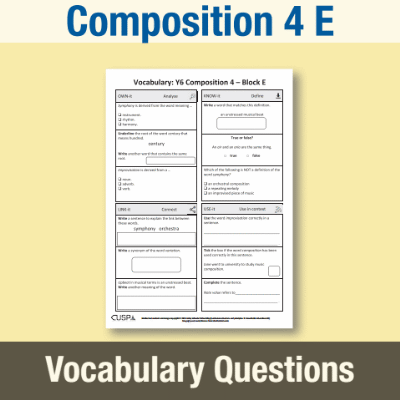 Image of Year 6 Music E (Composition 4) Vocabulary Questions VQ CUSP Resource