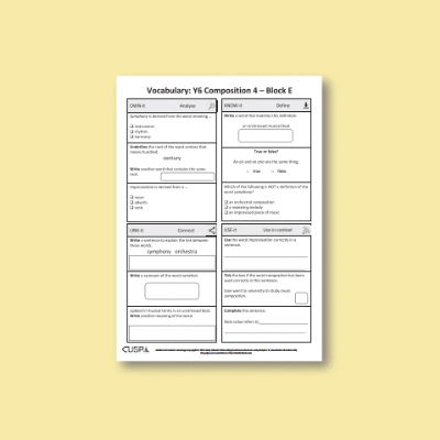 Y6 Music E (Composition 4) Vocabulary Questions VQ