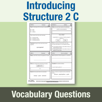 Y6 Music C (Introducing Structure 2) Vocabulary Questions VQ